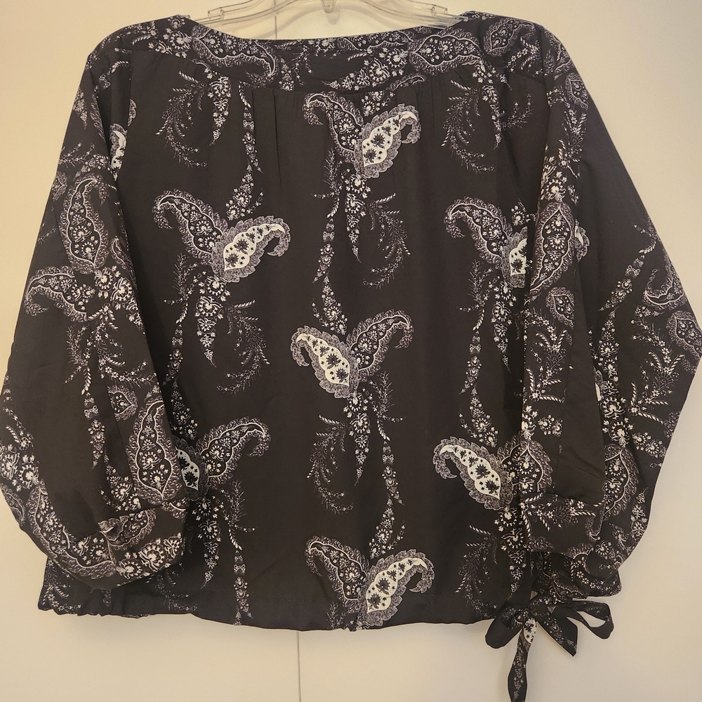 All Saints Black and White Paisley Blouse